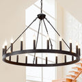 Black Wagon Wheel Chandelier 40 inch, 20-Light Farmhouse Wagon Wheel by ZBMYRBZJ
