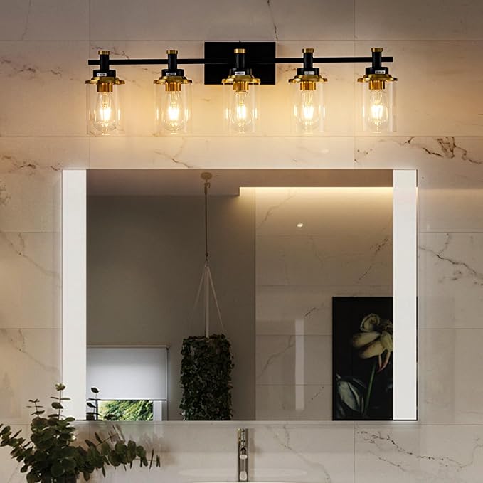 5-Lights Bathroom Light Fixtures, Brushed Gold Bathroom Light Fixtures - Image 2