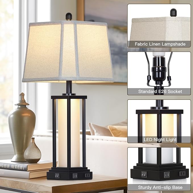 27" Tall Vintage Table Lamp Set of 2 - Image 7