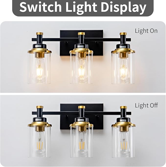 3 Light Bathroom Light Fixtures, Modern Wall Sconces Lighting Wall Lamp - Image 3