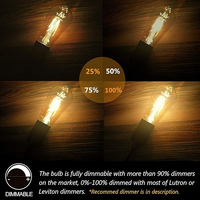 ASOKO LED Dimmable Vintage Edison Led Bulbs 6W Antique Style, 2300K Warm White - Image 5