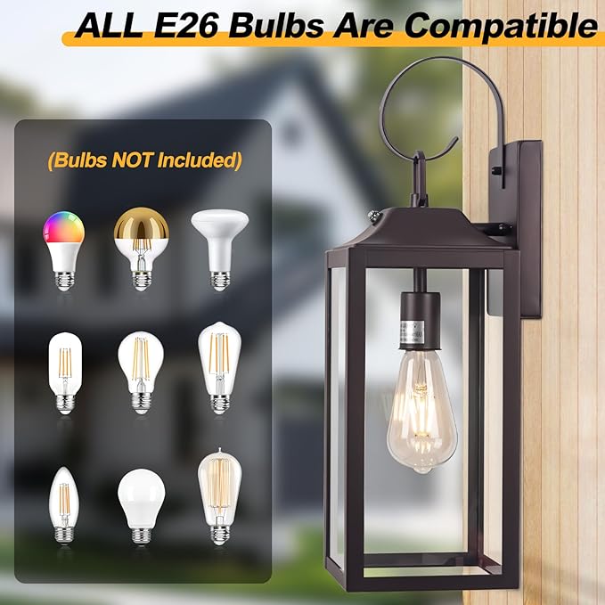 19" Dusk to Dawn Outdoor Lighting 2 Pack, Large Outdoor Wall Sconce Dusk to - Image 4