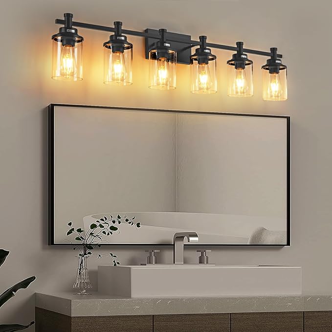Modern Black Bathroom Vanity Lighting Over Mirror, 6 Lights Bathroom Vanity - Image 2