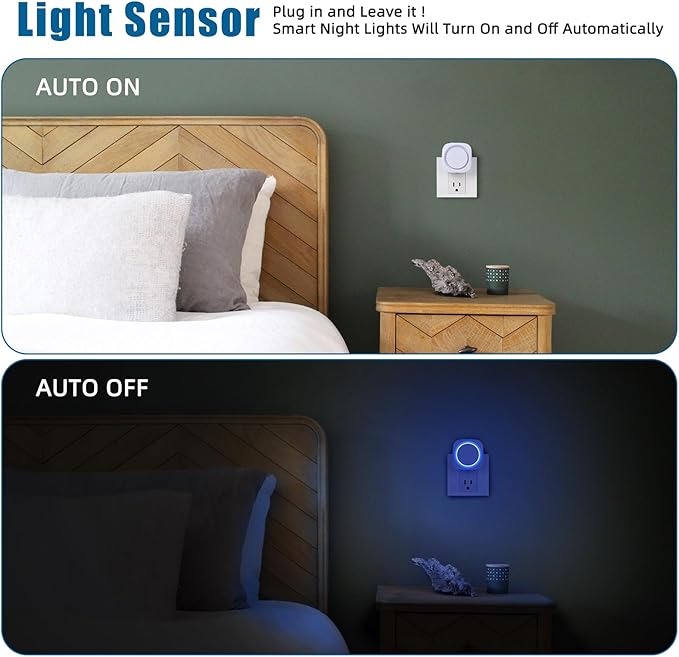 Blue Night Lights Plug into Wall, 4 Packs Dimmable Night Light - Image 4