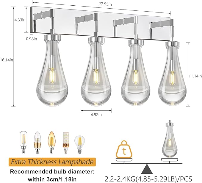 Raindrop Wall Sconces Chrome Crystal Sconces Wall Decor Modern Lighting Glass - Image 2