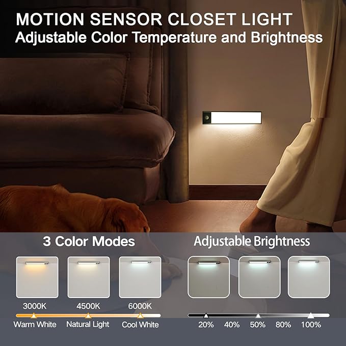 Under Cabinet Lighting, 4200mAh Motion Sensor Light Indoor, 240lm Rechargeable - Image 8