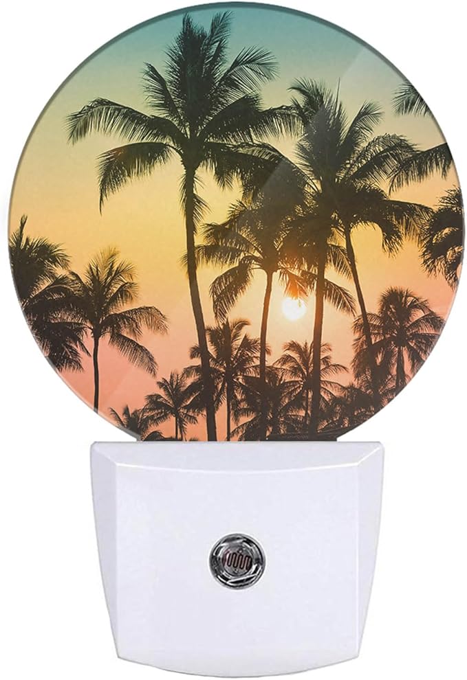 EKOBLA Palm Tree Night Lights Plug into Wall Beach Sunset Plug-in Nightlights by EKOBLA