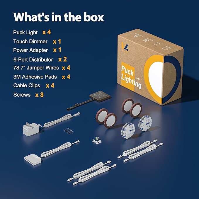 V4light LED Puck Lights 4 Pack, 6mm Ultra-Thin Plug in Under Cabinet Lighting - Image 9
