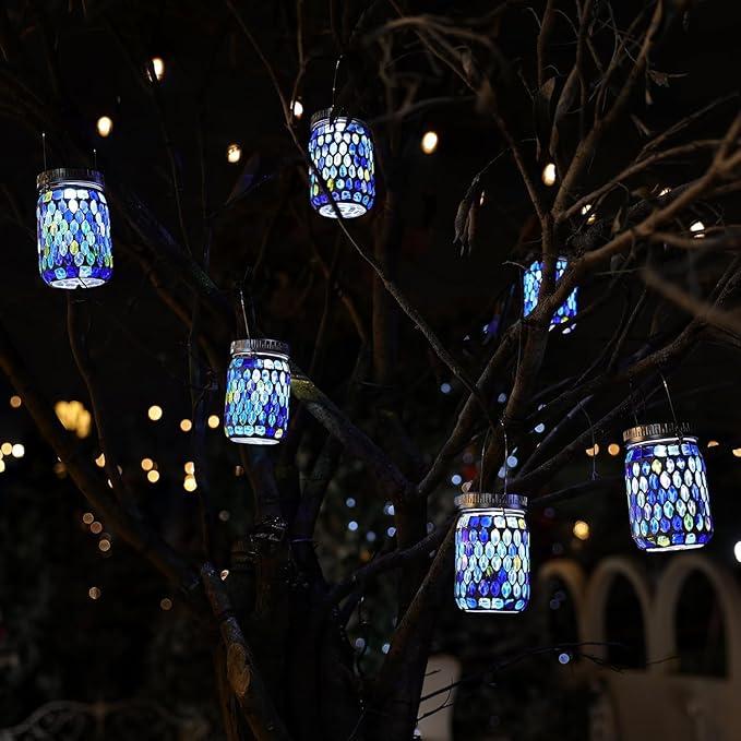 Cooo 4 Pack Mosaic Lanterns Outdoor Waterproof - Image 7