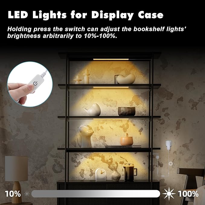 JUSJUBR 4PCS x 12inch Sector Display Cabinet Lights, Dimmable LED Shelf Lighting - Image 5