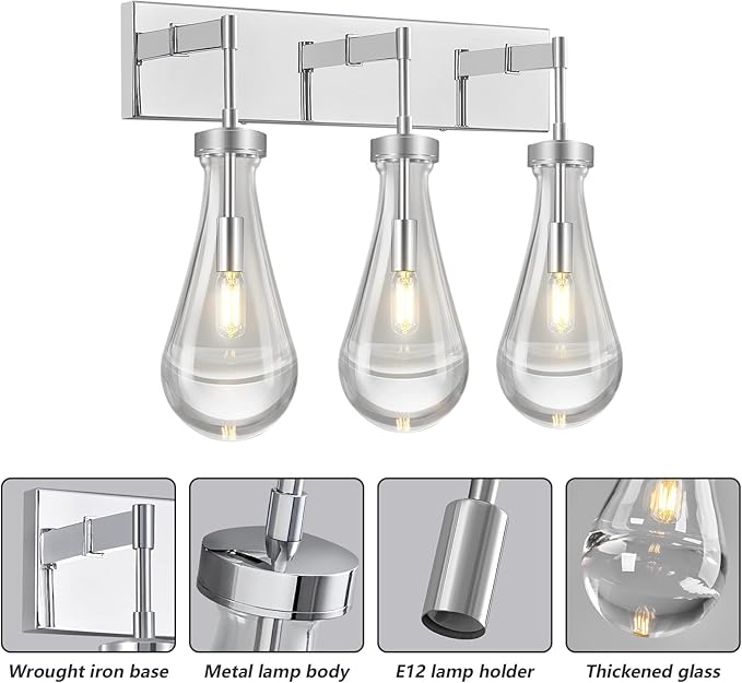 Raindrop Wall Sconces Chrome Crystal Sconces Wall Decor Modern Lighting Glass - Image 6
