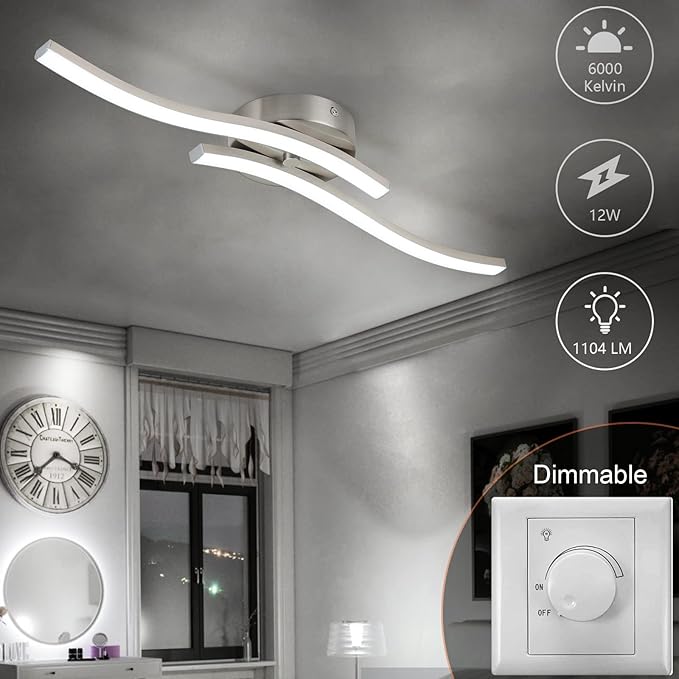 EDISLIVE Modern Dimmable LED Ceiling Light Curved 2 Light 22.5 in Minimalist - Image 2