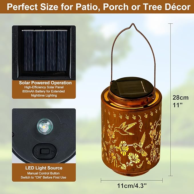 Decorative Hummingbird Solar Lantern, Birthday Gifts - Image 5