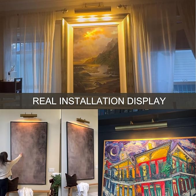 Picture Light for Wall 18" Brass Picture Lights Hardwired 3-Light Gold Picture - Image 2