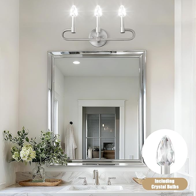 Bathroom Vanity Light, 3 Light Brushed Nickel Vanity Lights - Image 2