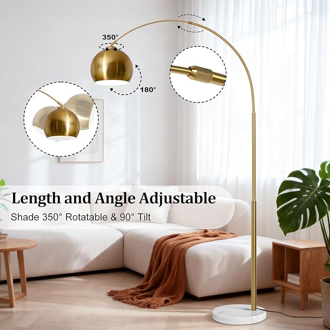 77” Arc Floor Lamp for Living Room, Upgraded Gold Standing Lamp - Image 6