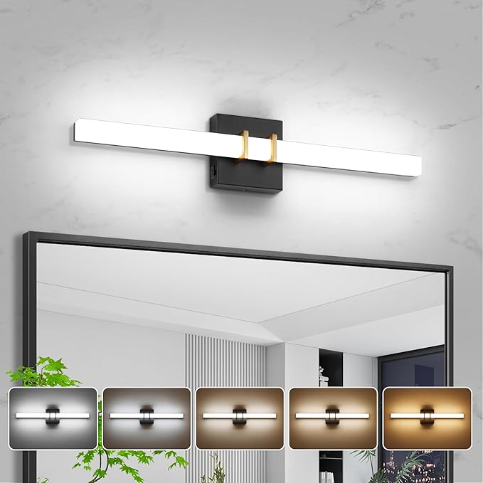 Modern Black and Brass Vanity Light Bar 24 Inch, 16W 5CCT Dimmable Bathroom - Image 8