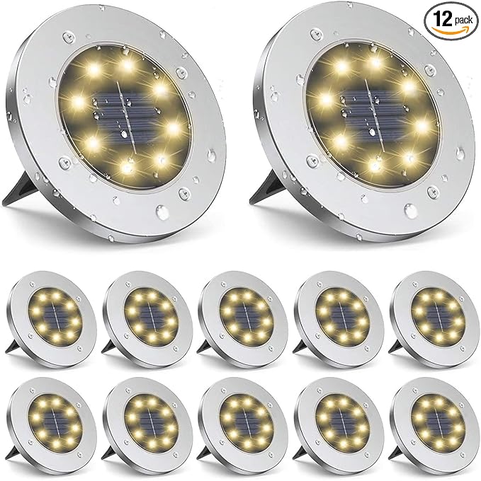 ZGWJ Solar Ground Lights, 12 Pack Waterproof Solar Garden Lights, Upgraded by ZGWJ