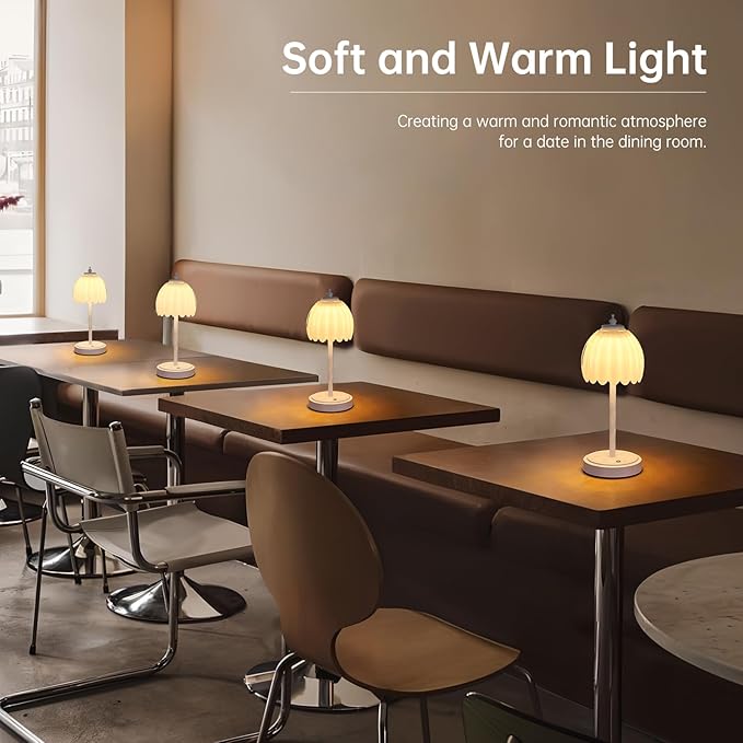 Tulip Table Lamp with 5200mAh Battery & Touch Control, Cordless Small Table - Image 6