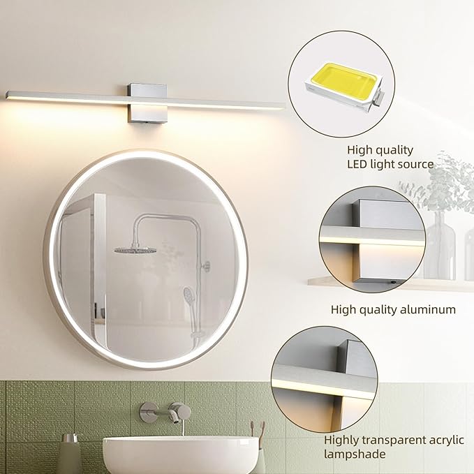 Bathroom Light Fixtures Over Mirror, 32 Inch Brushed Nickel Bathroom Vanity - Image 5