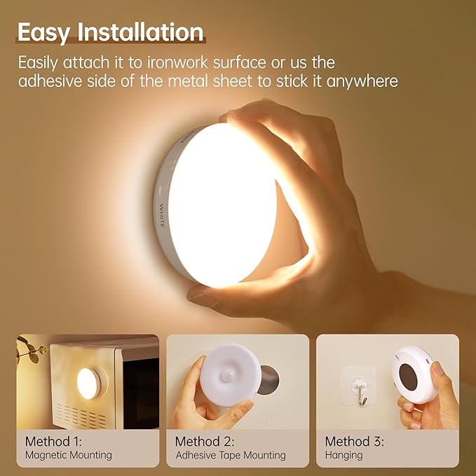 Homelist NL4 Sensor Lights Indoor, 6 Pack RGB Rechargeable Puck Light - Image 6