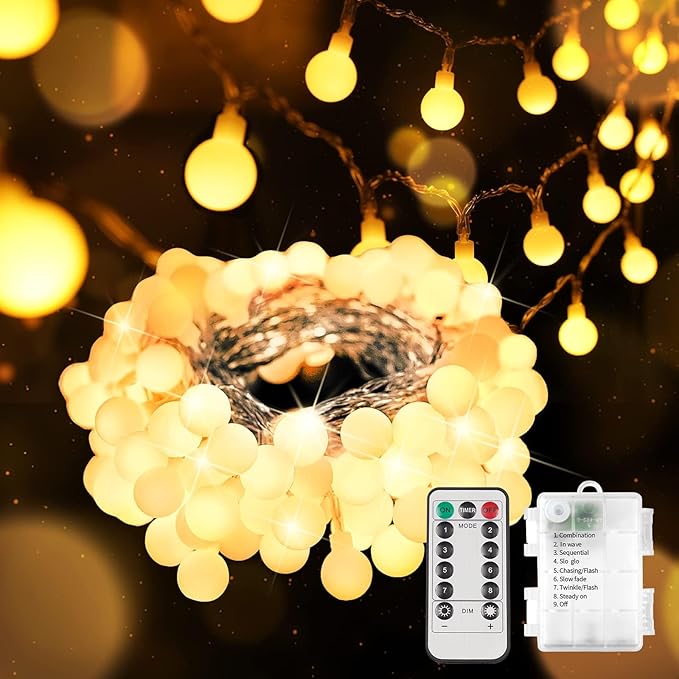 suddus Globe String Lights Battery Operated, 100 Led Battery Powered Fairy by SUDDUS