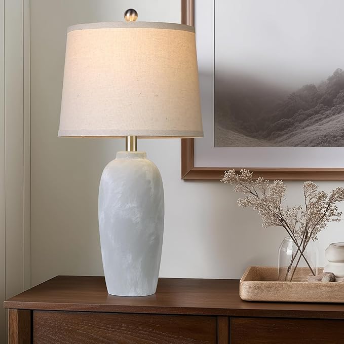 25“ Jar Table Lamps Set of 2, Ceramic Bedside Lamps - Image 5