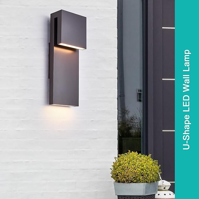 Modern Outdoor Indoor Integrated LED Wall Sconce, 2-Light Total 17W, Bronze - Image 3