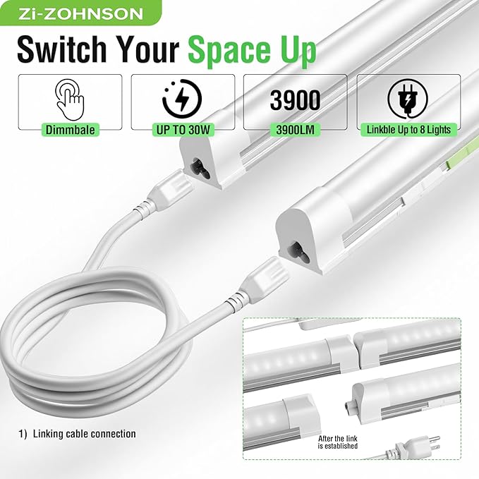6 Pack Dimmable 4FT Led Shop Lights, 30W 3900LM 3000-6500K Tunable, T8 Light - Image 4