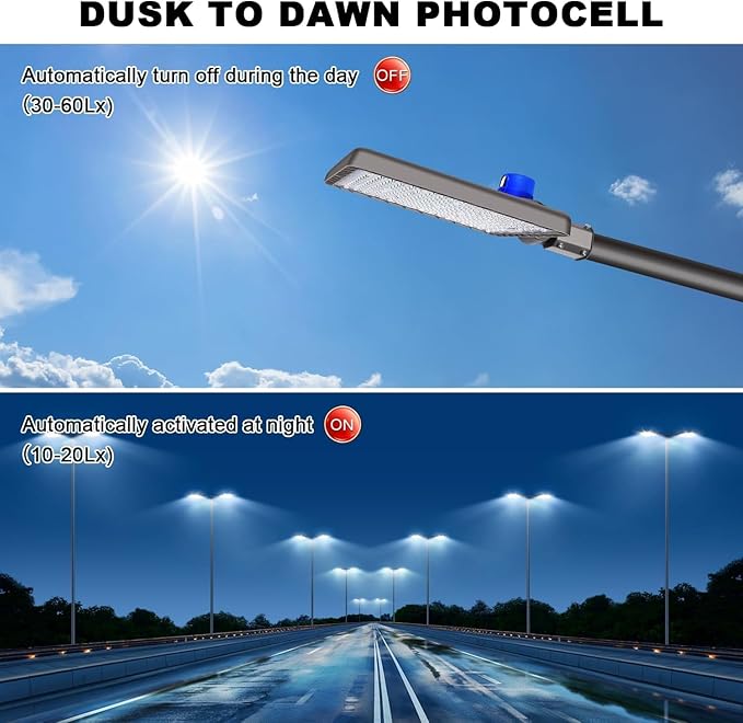 Juyace 480W LED Parking Lot Light Slip Fitter Mount Dusk to Dawn Outdoor - Image 2