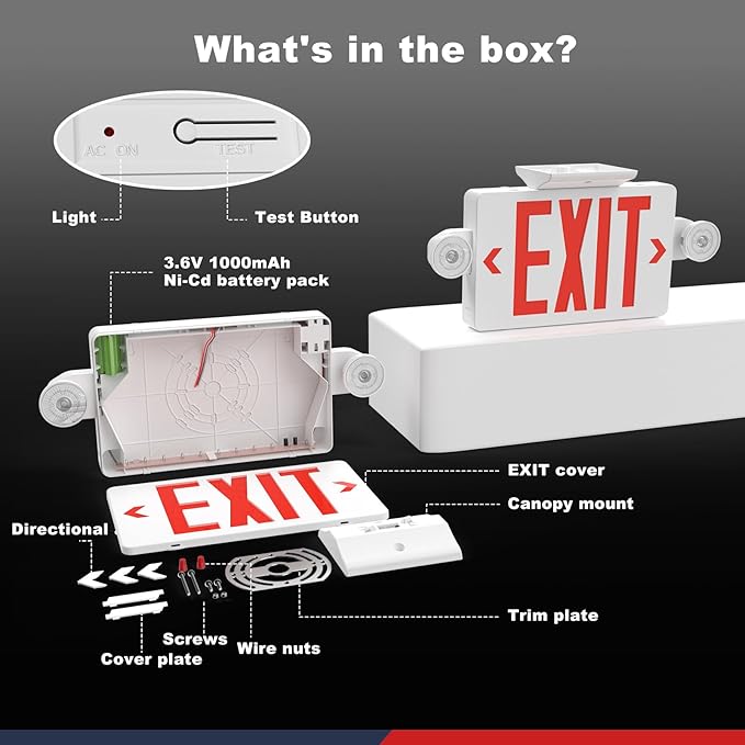 Exit Sign with Emergency Lights, LED Emergency Exit Light with Battery Backup - Image 8