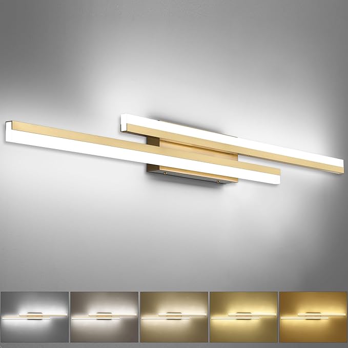 PRESDE 48 Inch LED Bathroom Light Fixtures Over Mirror Brushed Gold Vanity by HOME