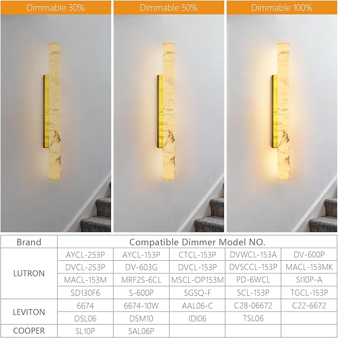 LMQNINE Natural Alabaster Wall Sconces Spanish Marble Wall Light Cylinder - Image 8