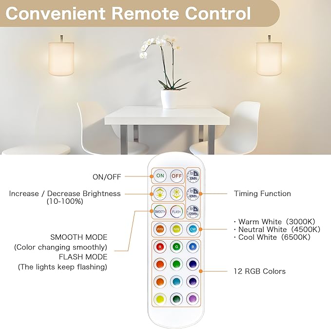 Wireless Wall Sconces Set of 2, Rechargeable Battery Operated Wall Lights - Image 9
