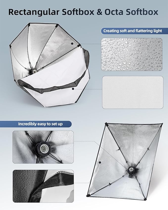 Skytex Softbox Lighting Kit, 20x28in Soft Box|28in Octa Softbox|85W 2700-6400K - Image 6