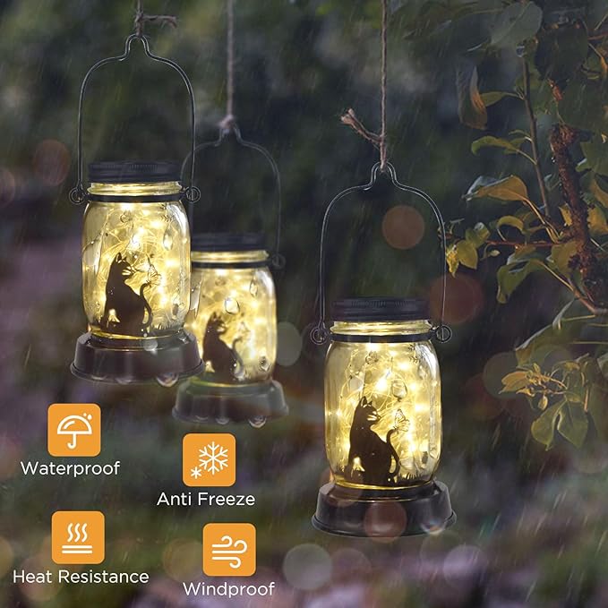Styleonme Decor Mobile Outdoor Solar Lanterns, Cat & Butterfly Fairy Lights - Image 4