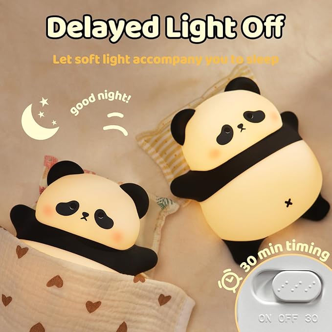 Rechargeable Cute Panda Night Light, 3 Level Dimmable Nursery Nightlight - Image 4