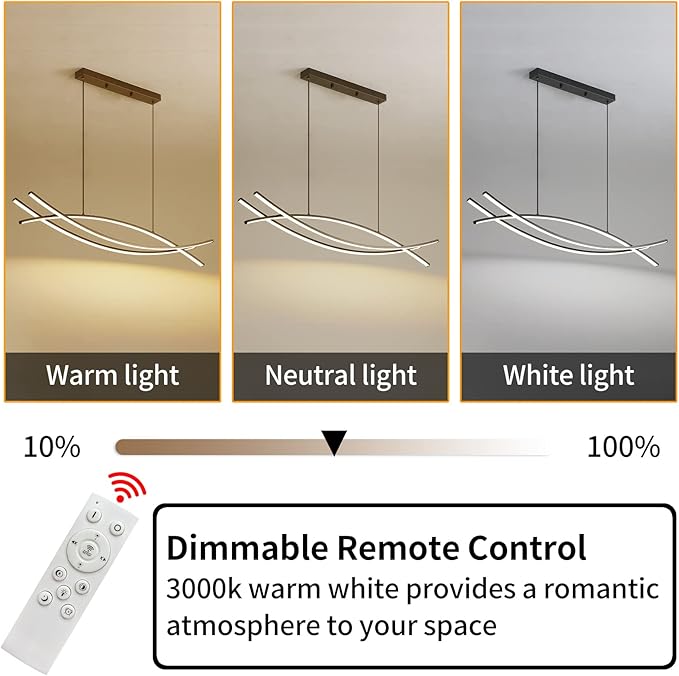 Pendant Light, Linear Pendant Light LED Dimmable Hanging Light Fixture - Image 2