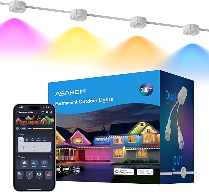 ASAHOM AI Permanent Outdoor Lights S107D, 200FT by ASAHOM