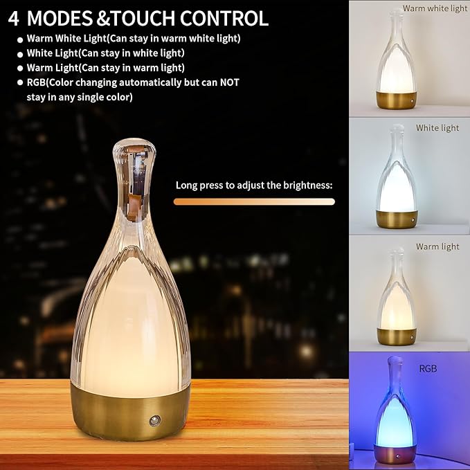 Table Lamp for Bedroom, Small Desk Lamp Dimmable 4 Gears:3000K/4000K/6000K/RGB - Image 5