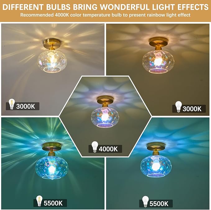 Vintage Glass Flush Mount Ceiling Light - Image 5