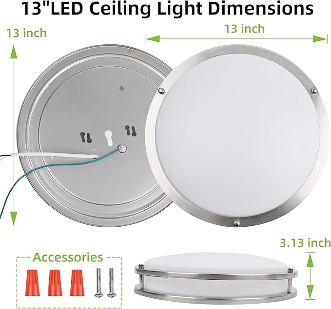 13 inch Flush Mount LED Ceiling Light Fixture, 2700K/3000K/3500K/4000K/5000K - Image 7