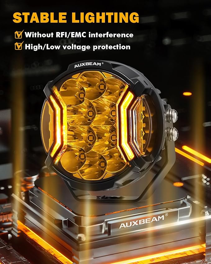 Auxbeam V-Ultra Series LED Round Light Pods, 5 Inch 172W Offroad Driving Side - Image 6