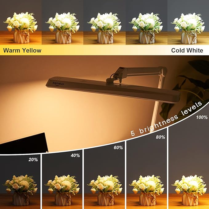 LED Architect Desk Lamp with Clamp, Metal Swing Arm 2000 Lumens Dimming Office - Image 2