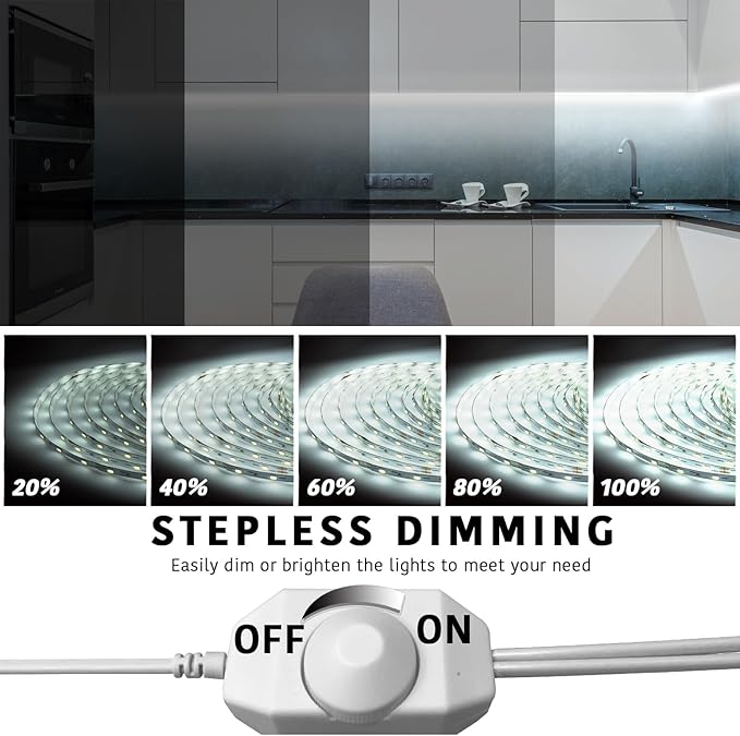 dalattin White LED Strip Lights 50ft Dimmable Bright 24V Led Light Strip 6500K - Image 3