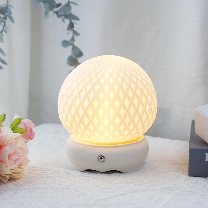 JHY DESIGN Ceramic Spherical Decorative lamp 6" H Rechargeable Table Lamp - Image 6