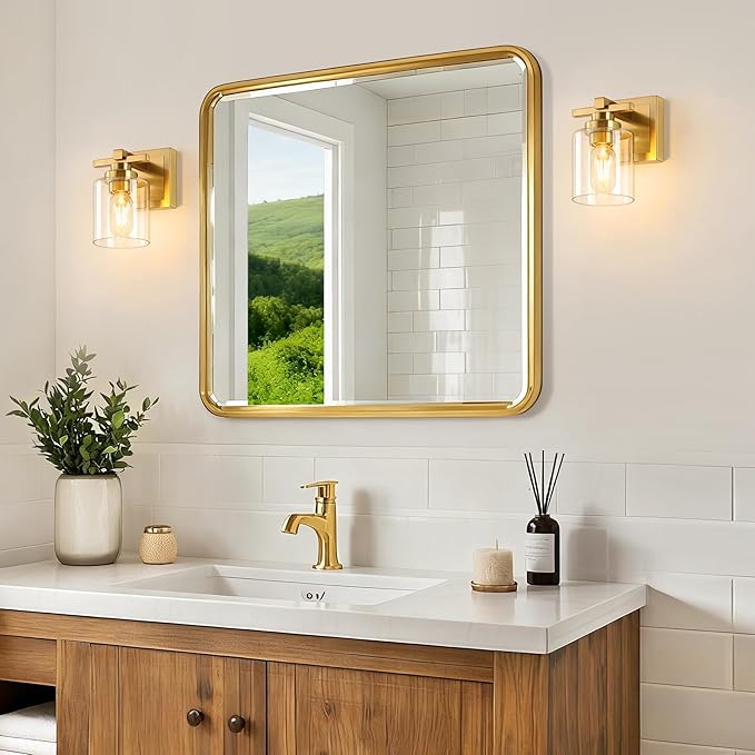 1 Light Modern Bathroom Light Fixtures Over Mirror, Brass Finish Vanity Lights - Image 2