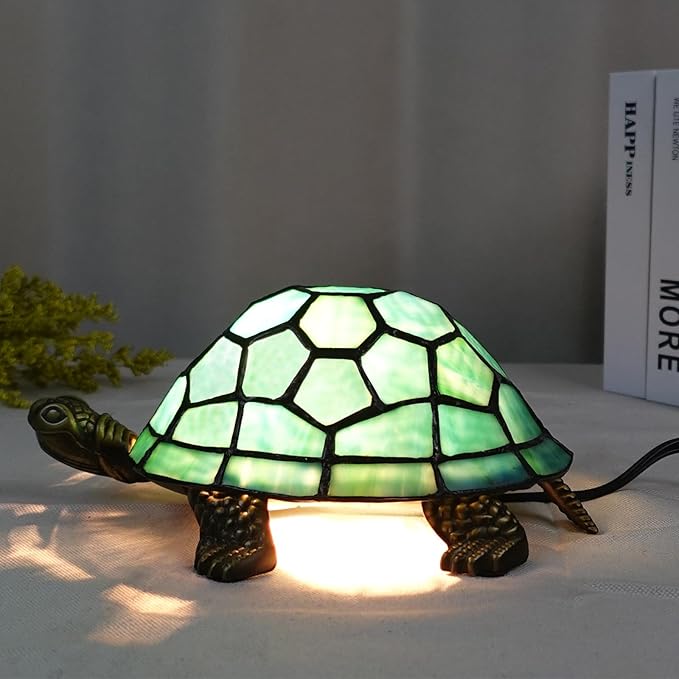 A0019 Turtle Tiffany Style Accent Table Lamp Handmade Stained Glass Animal - Image 9