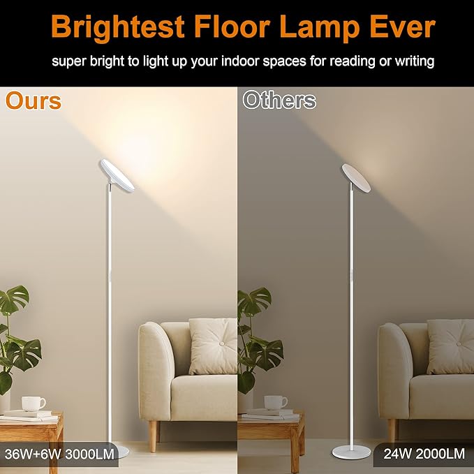 Bright Floor Lamp, 42W 3700LM LED Torchiere Floor Lamps - Image 8