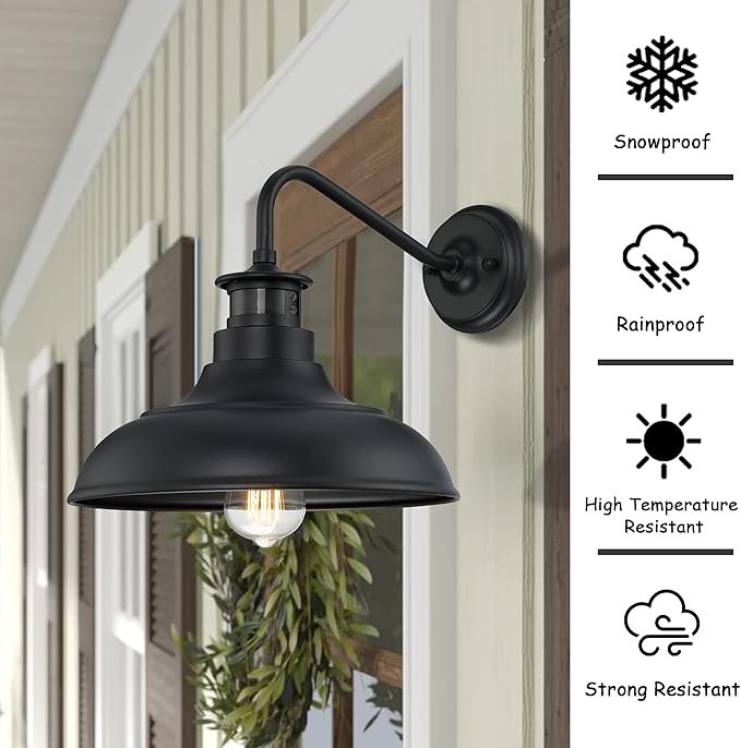 Dusk to Dawn Motion Activated Sensor Gooseneck Outdoor Wall Light Fixture - Image 8